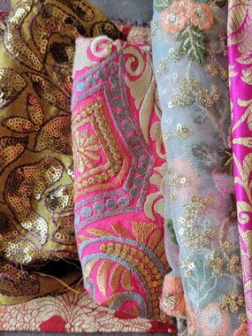Set of 10 small fabric pieces art craft stitching Junk journal projects